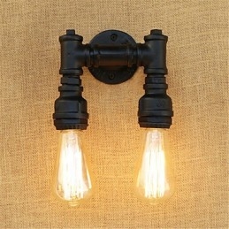 Applique da parete mini rustica retrò dipinta con luce ambientale, 2 lampadine E26/E27