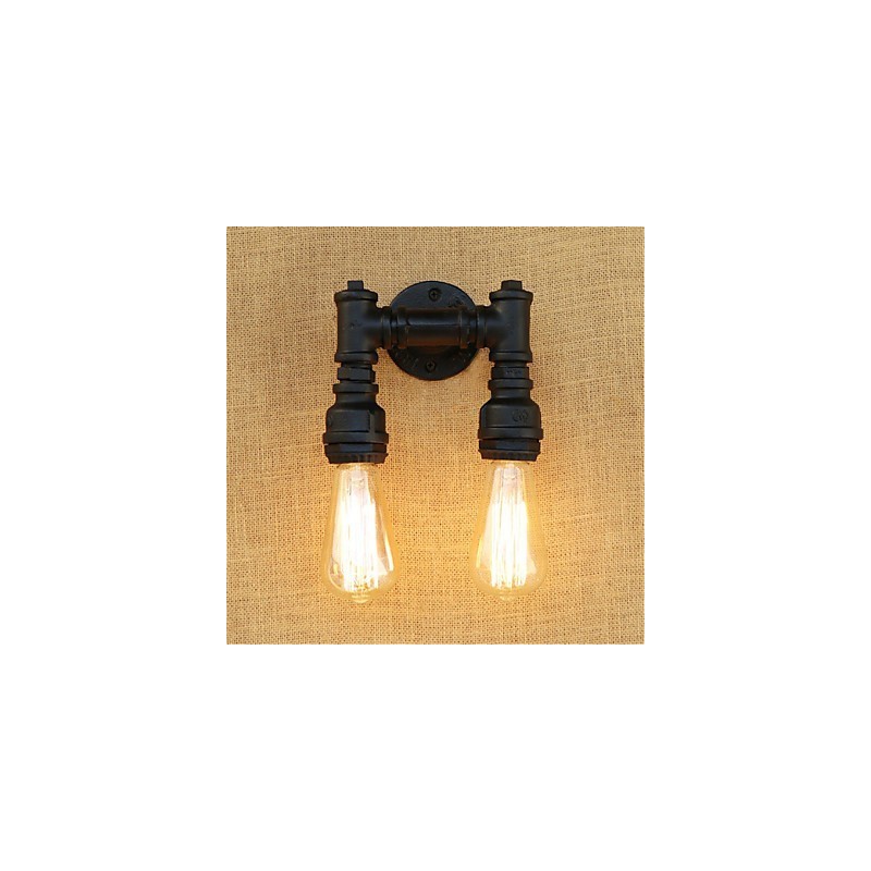 Applique da parete mini rustica retrò dipinta con luce ambientale, 2 lampadine E26/E27