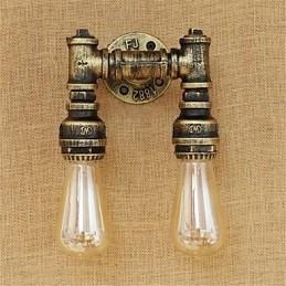 Applique da parete mini rustica retrò dipinta con luce ambientale, 2 lampadine E26/E27