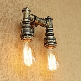 Applique da parete mini rustica retrò dipinta con luce ambientale, 2 lampadine E26/E27
