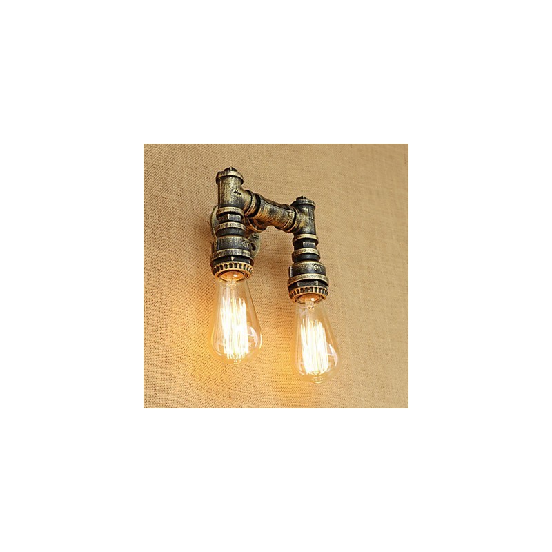 Applique da parete mini rustica retrò dipinta con luce ambientale, 2 lampadine E26/E27