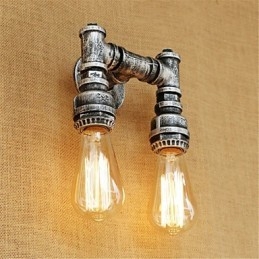 Applique da parete mini rustica retrò dipinta con luce ambientale, 2 lampadine E26/E27
