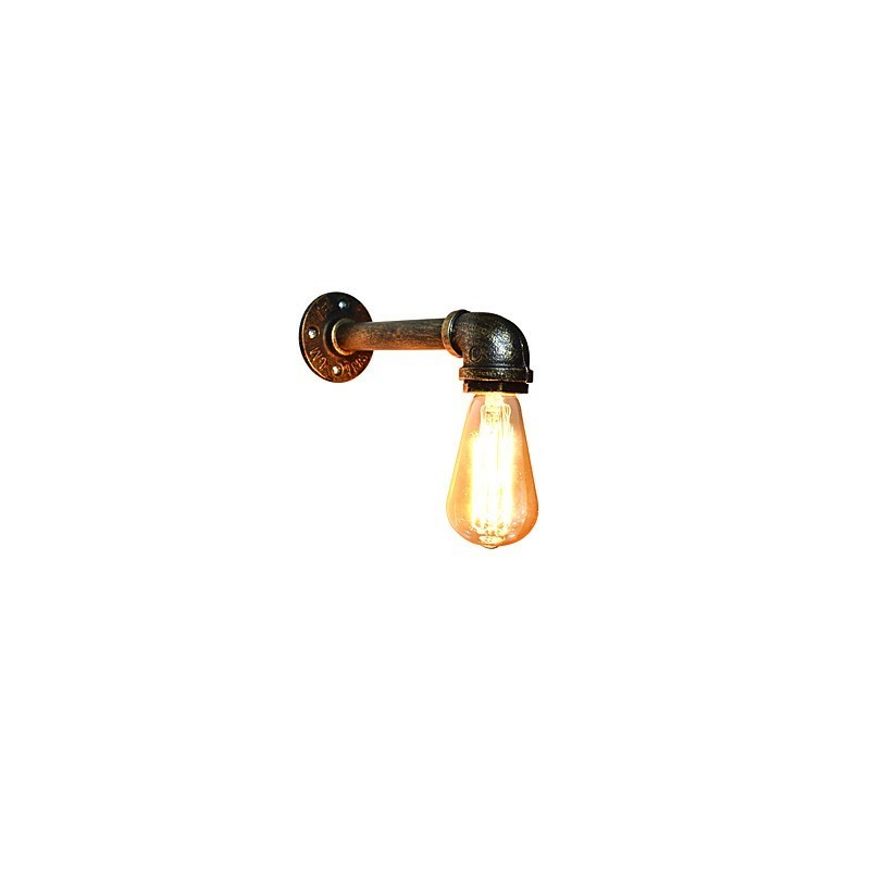 Applique da parete classica rustica in ottone antico con lampadina E27