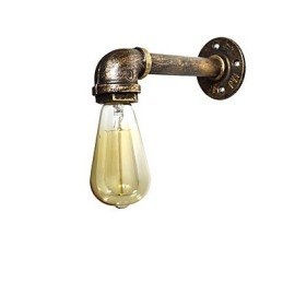 Applique da parete classica rustica in ottone antico con lampadina E27