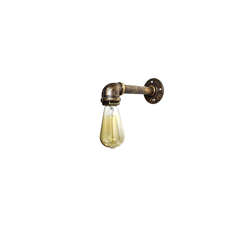 Applique da parete classica rustica in ottone antico con lampadina E27