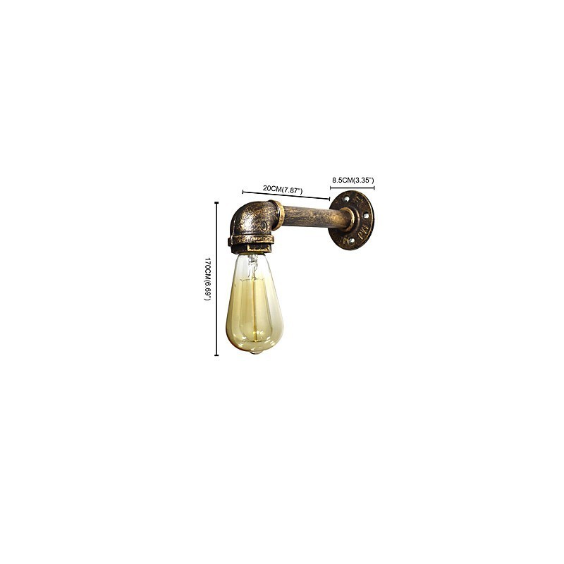 Applique da parete classica rustica in ottone antico con lampadina E27