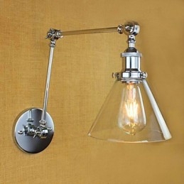Applique da parete country retrò elettrolitica mini con braccio oscillante, protezione occhi