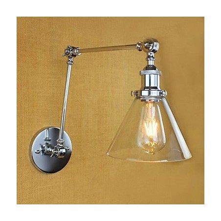 Applique da parete country retrò elettrolitica mini con braccio oscillante, protezione occhi