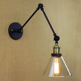 Applique da parete country retrò elettrolitica mini con braccio oscillante, protezione occhi