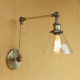Applique da parete country retrò elettrolitica mini con braccio oscillante, protezione occhi