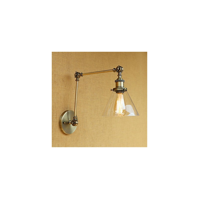 Applique da parete country retrò elettrolitica mini con braccio oscillante, protezione occhi