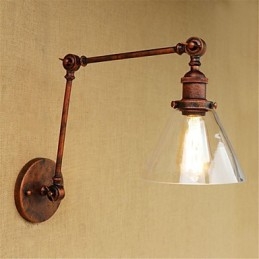 Applique da parete country retrò elettrolitica mini con braccio oscillante, protezione occhi