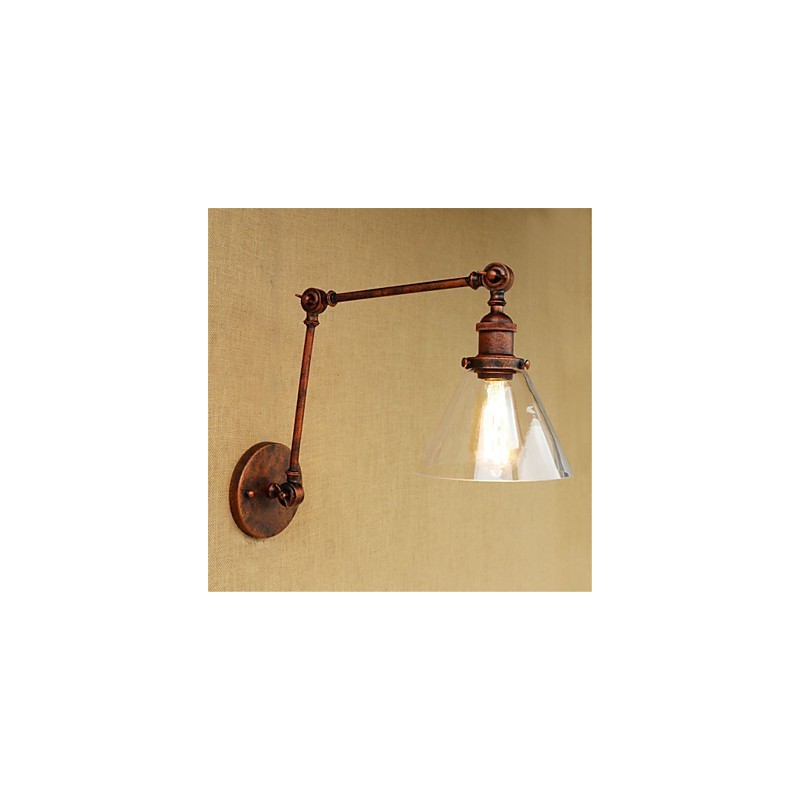 Applique da parete country retrò elettrolitica mini con braccio oscillante, protezione occhi