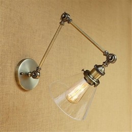 Applique da parete country retrò elettrolitica mini con braccio oscillante, protezione occhi