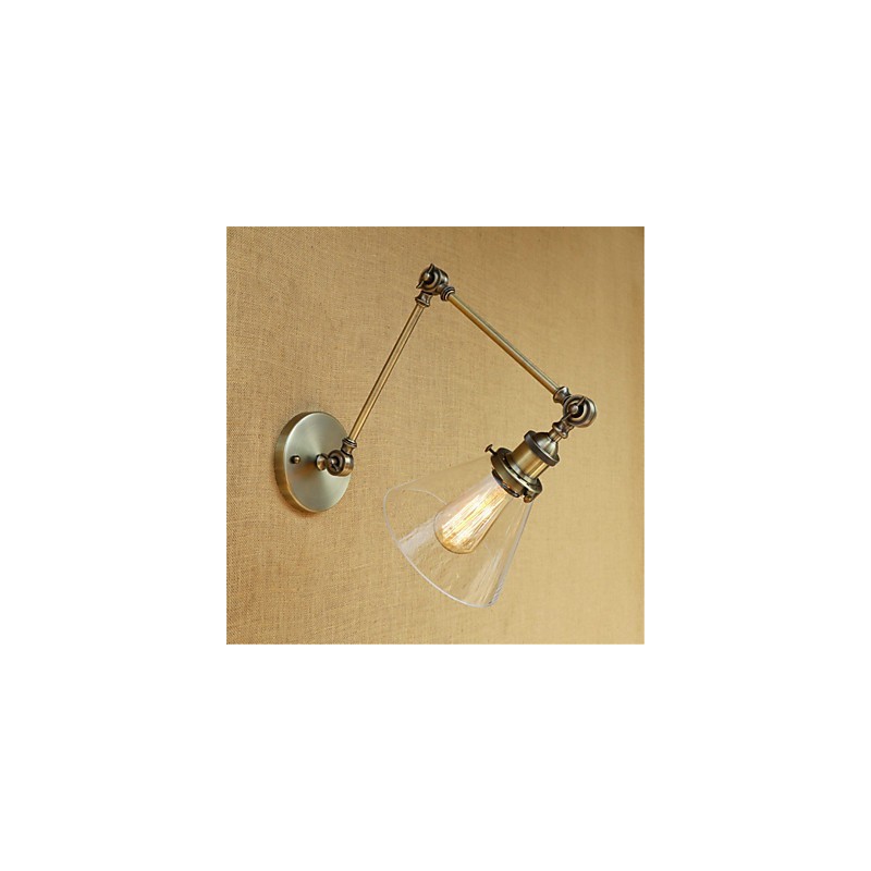 Applique da parete country retrò elettrolitica mini con braccio oscillante, protezione occhi