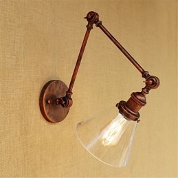 Applique da parete country retrò elettrolitica mini con braccio oscillante, protezione occhi