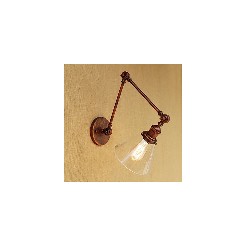 Applique da parete country retrò elettrolitica mini con braccio oscillante, protezione occhi