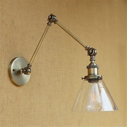 Applique da parete country retrò elettrolitica mini con braccio oscillante, protezione occhi