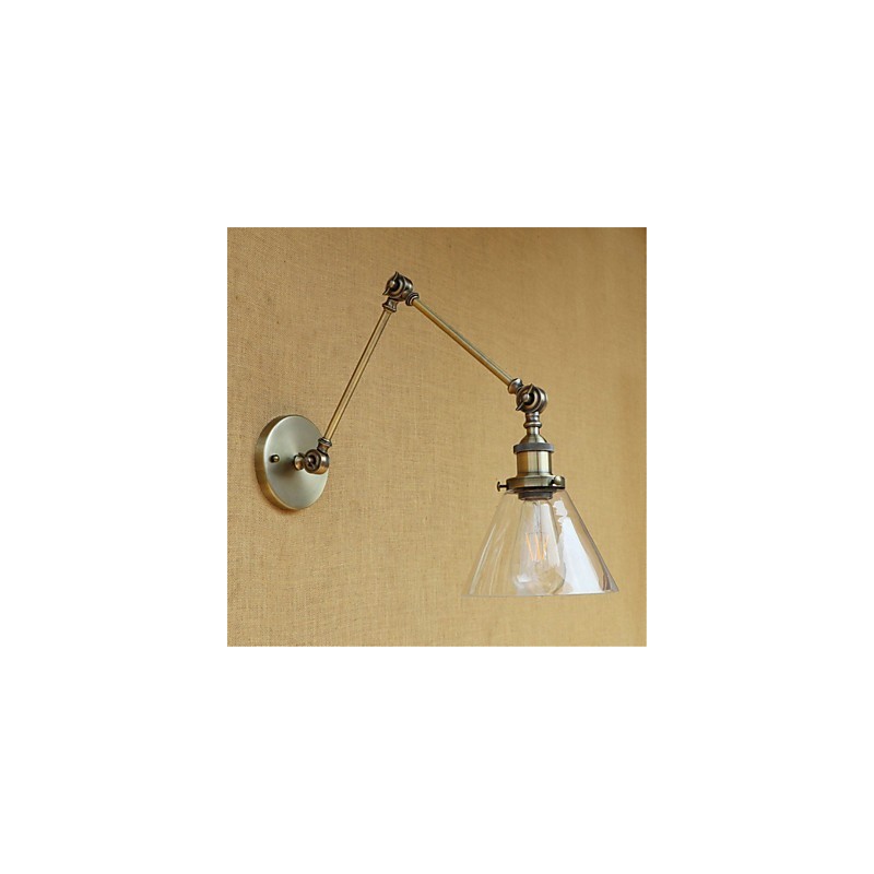 Applique da parete country retrò elettrolitica mini con braccio oscillante, protezione occhi