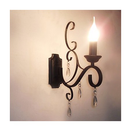Applique da parete in cristallo con braccio oscillante, finitura dipinta, 42 cm