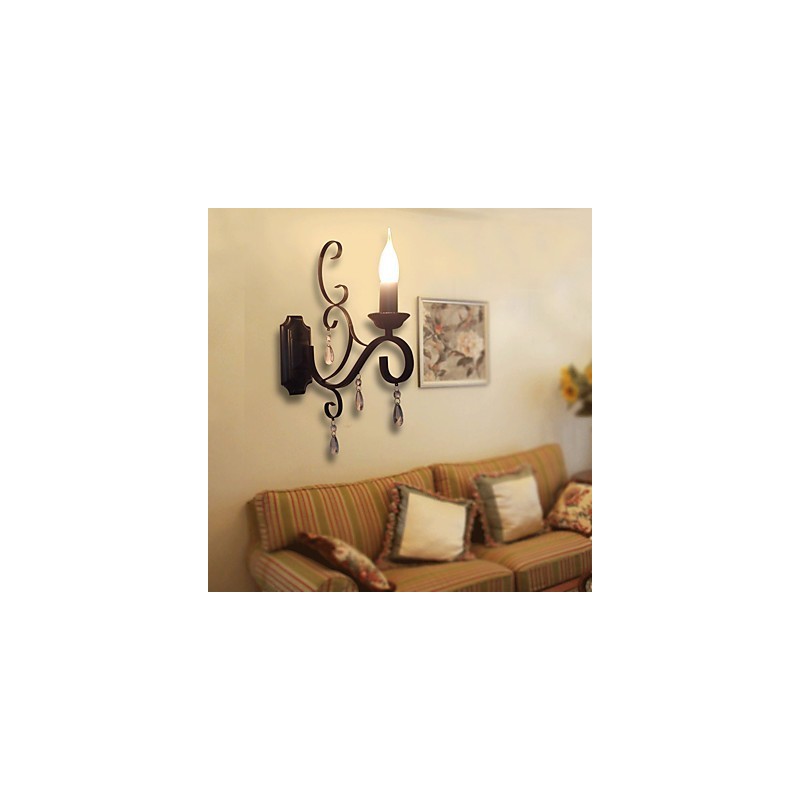 Applique da parete in cristallo con braccio oscillante, finitura dipinta, 42 cm