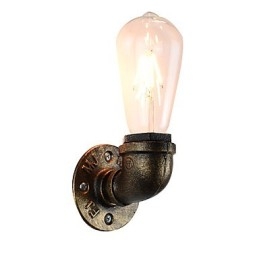 Applique da parete rustica classica in ottone antico con lampadina E27 4 W