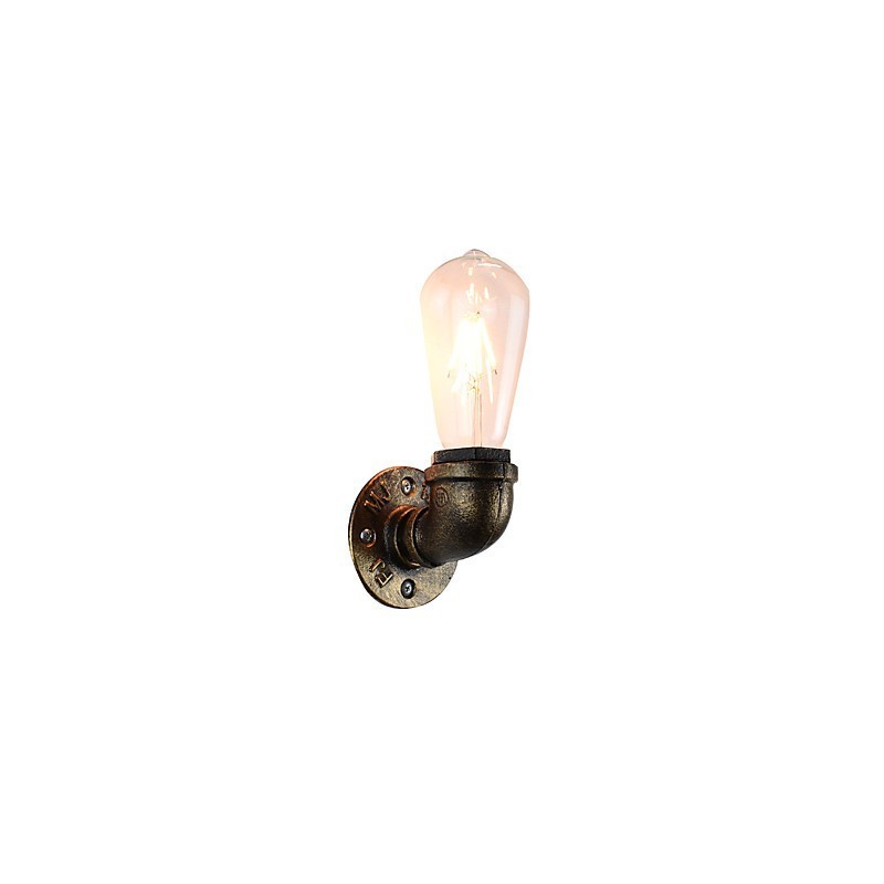 Applique da parete rustica classica in ottone antico con lampadina E27 4 W
