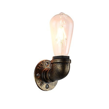 Applique da parete rustica classica in ottone antico con lampadina E27 4 W