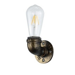 Applique da parete rustica classica in ottone antico con lampadina E27 4 W