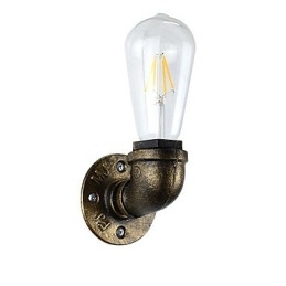 Applique da parete rustica classica in ottone antico con lampadina E27 4 W