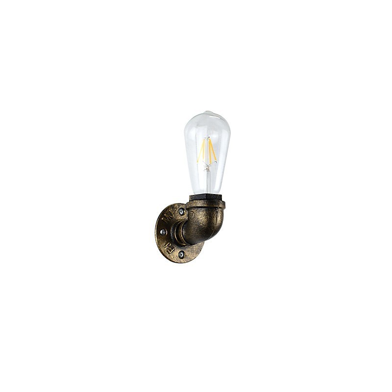 Applique da parete rustica classica in ottone antico con lampadina E27 4 W