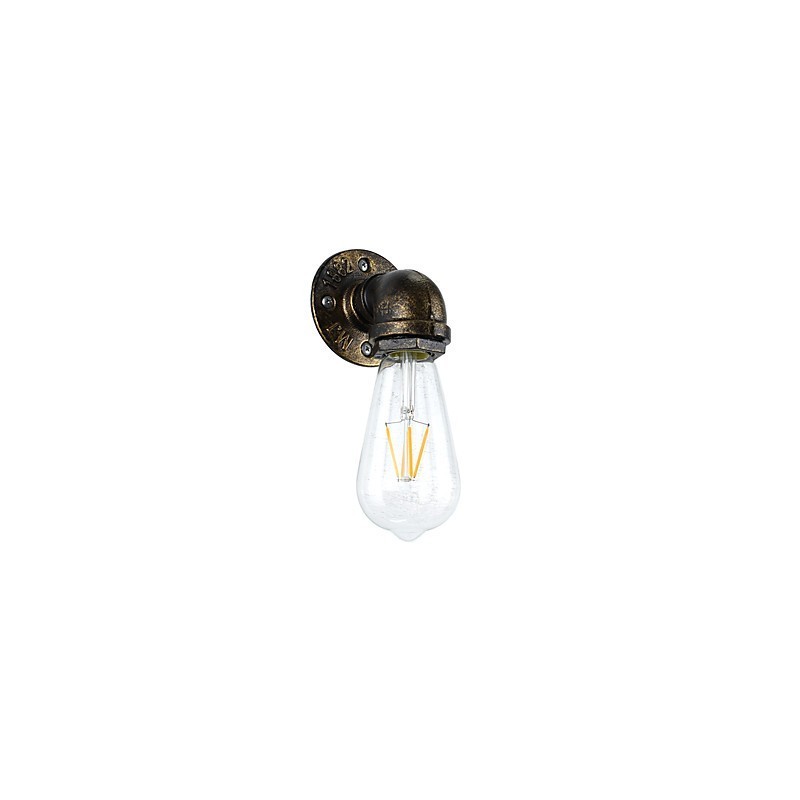 Applique da parete rustica classica in ottone antico con lampadina E27 4 W