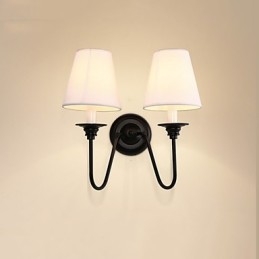 Applique da parete rustica effetto ossido nero con luce ambientale, E14, 2 lampadine