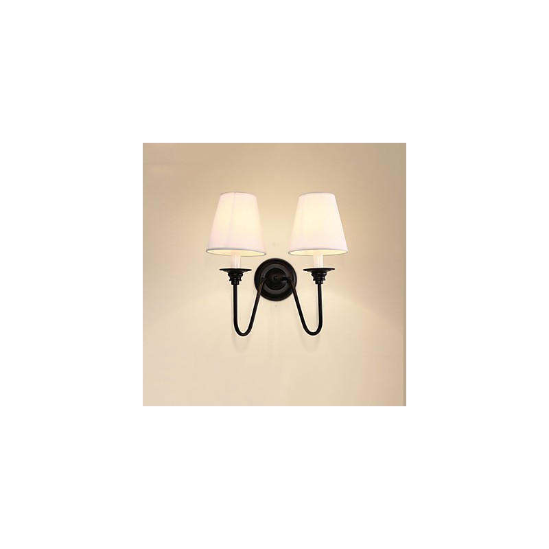 Applique da parete rustica effetto ossido nero con luce ambientale, E14, 2 lampadine