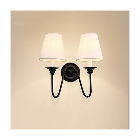 Applique da parete rustica effetto ossido nero con luce ambientale, E14, 2 lampadine
