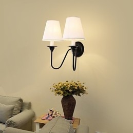 Applique da parete rustica effetto ossido nero con luce ambientale, E14, 2 lampadine