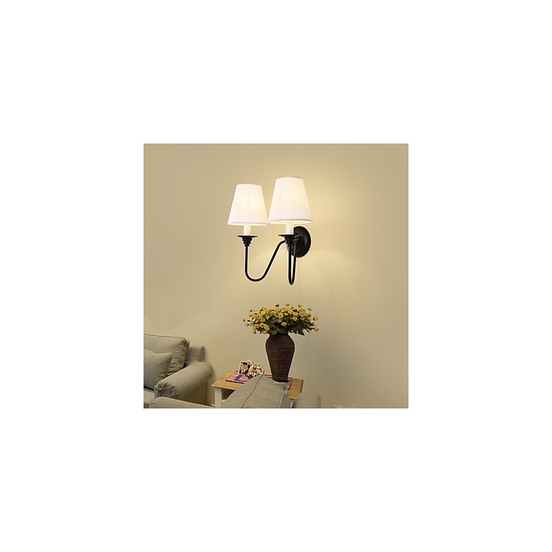 Applique da parete rustica effetto ossido nero con luce ambientale, E14, 2 lampadine