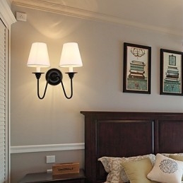 Applique da parete rustica effetto ossido nero con luce ambientale, E14, 2 lampadine