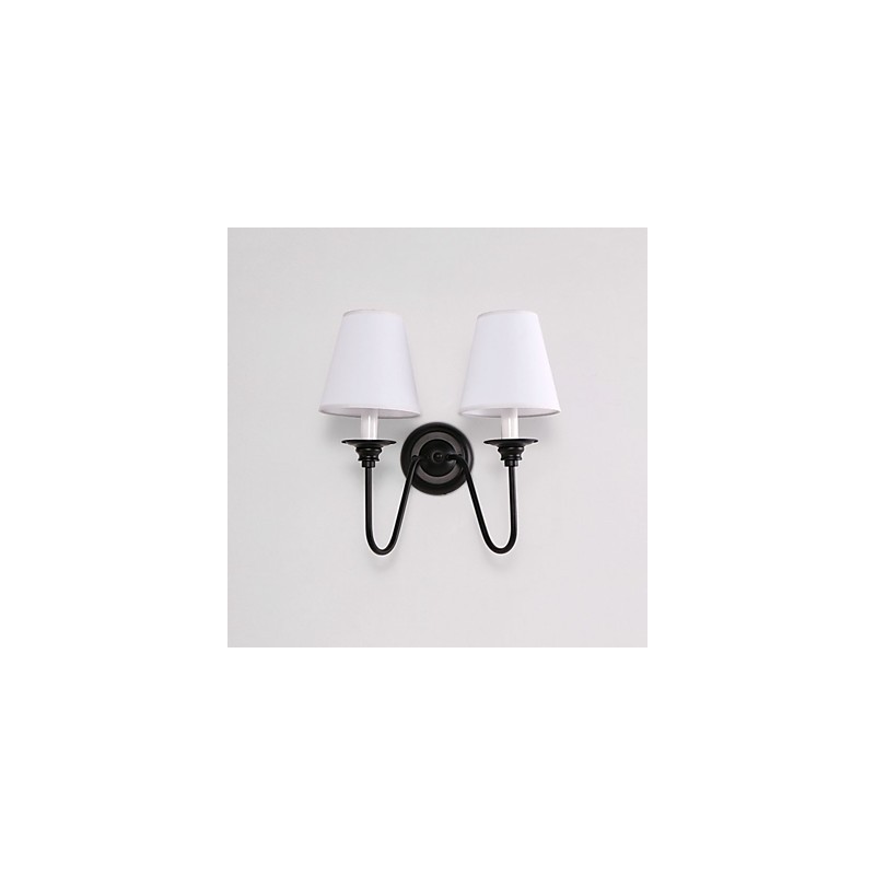 Applique da parete rustica effetto ossido nero con luce ambientale, E14, 2 lampadine