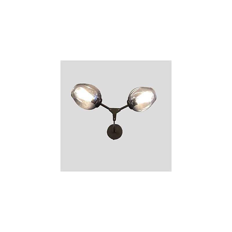 Applique da parete rustica retrò vintage Mini con paralume in vetro
