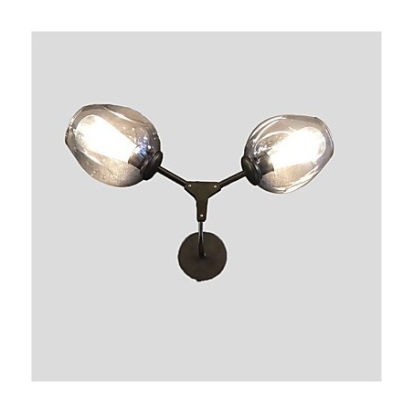 Applique da parete rustica retrò vintage Mini con paralume in vetro