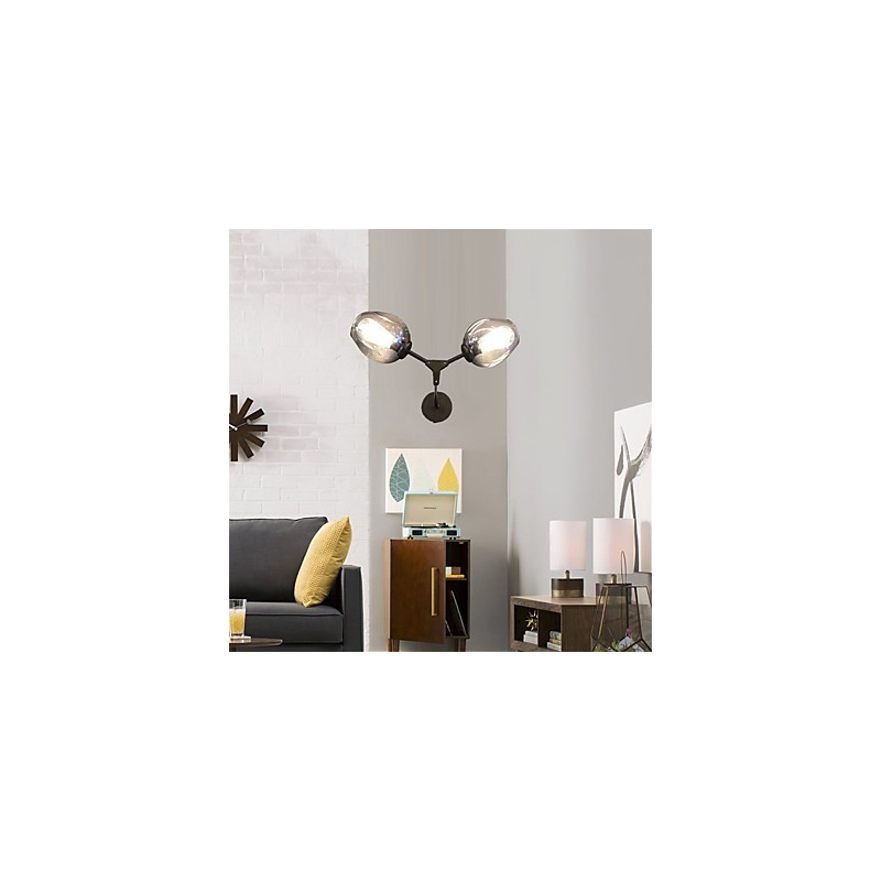 Applique da parete rustica retrò vintage Mini con paralume in vetro