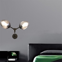 Applique da parete rustica retrò vintage Mini con paralume in vetro