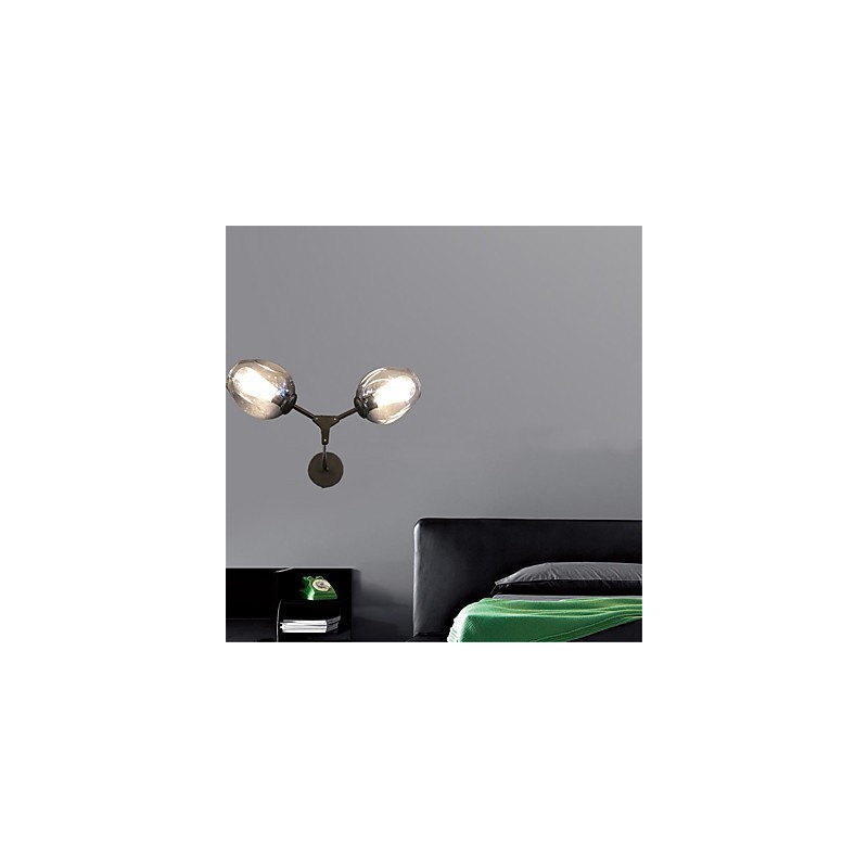 Applique da parete rustica retrò vintage Mini con paralume in vetro