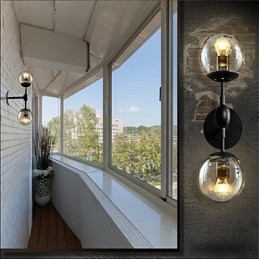 Applique da parete rustica Mini in stile Lodge Country, luce ambientale, vetro e metallo