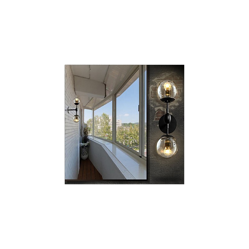 Applique da parete rustica Mini in stile Lodge Country, luce ambientale, vetro e metallo