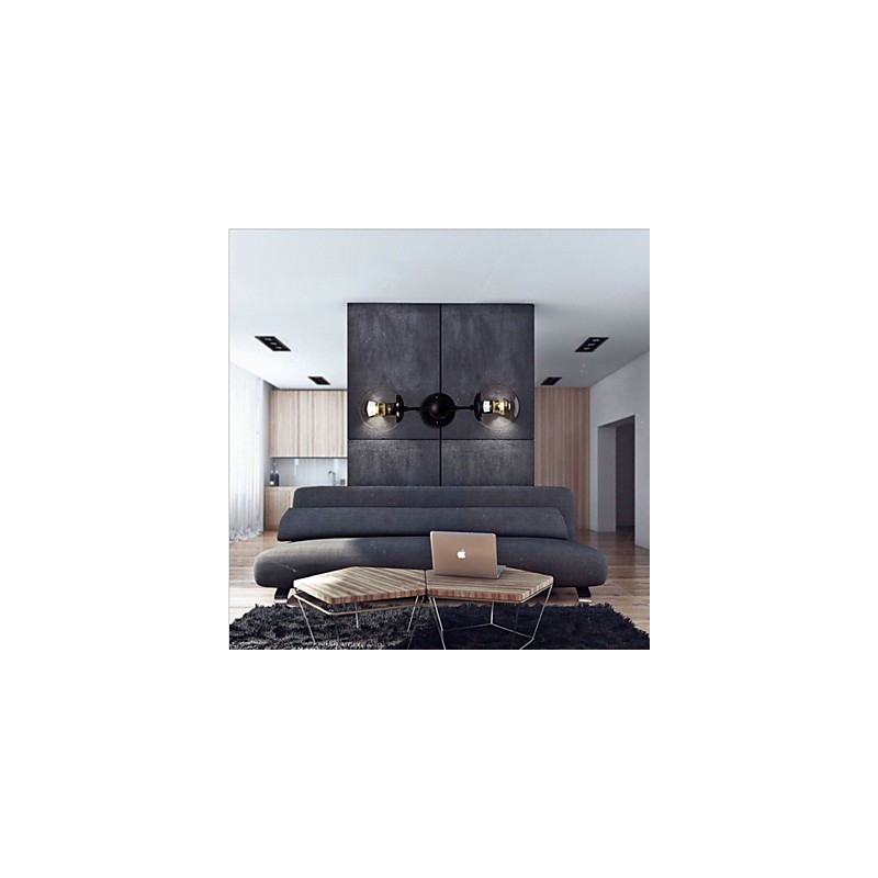 Applique da parete rustica Mini in stile Lodge Country, luce ambientale, vetro e metallo