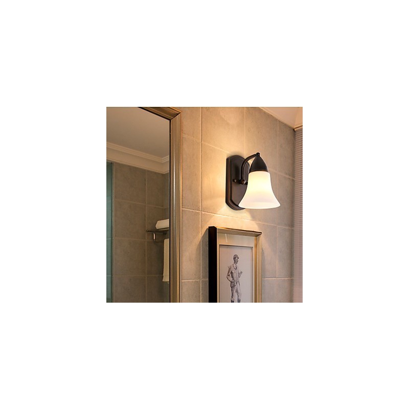 Applique da parete rustica finitura in ossido nero, luce ambientale, attacco E27