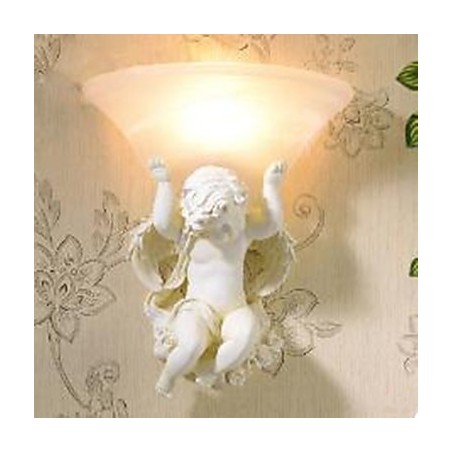 Applique da parete in resina e vetro stile rustico/lodge E27 40 W 30×30×27 cm