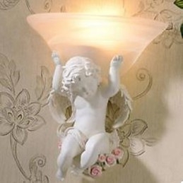 Applique da parete in resina e vetro stile rustico/lodge E27 40 W 30×30×27 cm